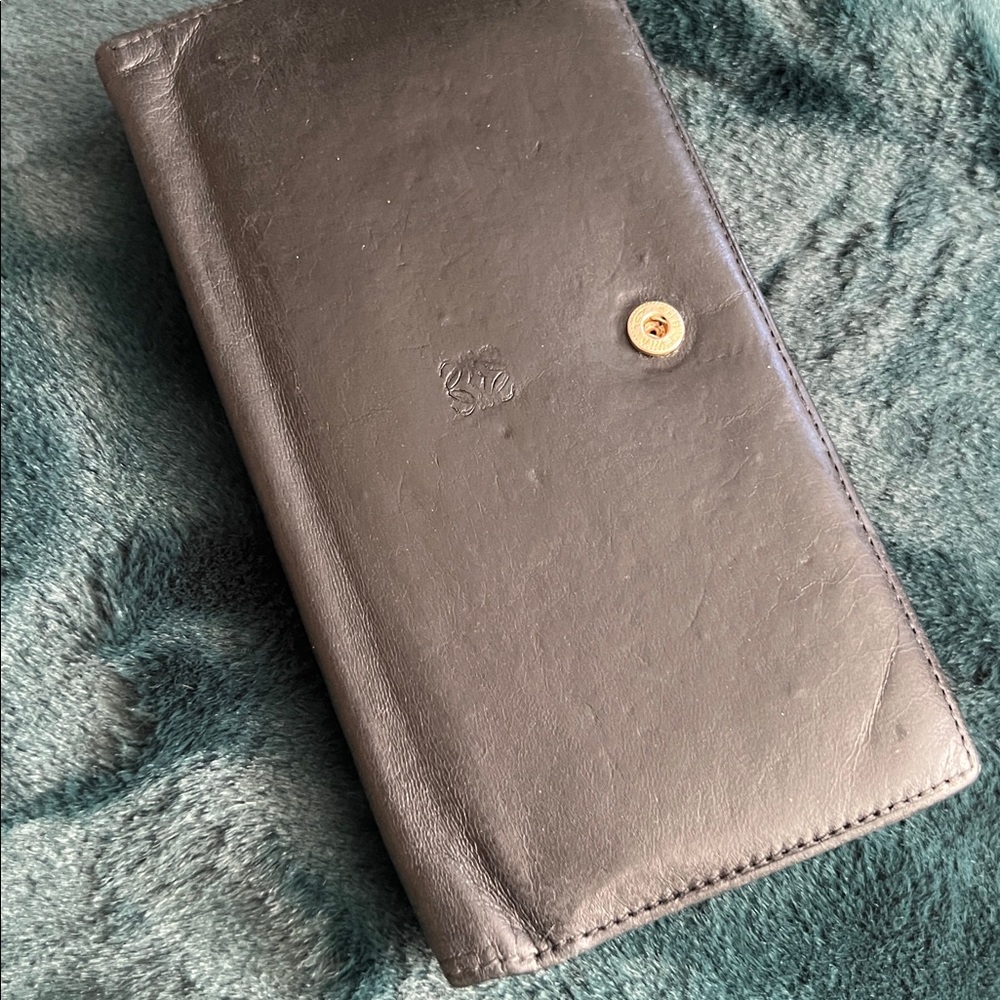 LOEWE vintage Elegant Black butter soft Leather snap card holder long Wallet - Picture 12 of 13
